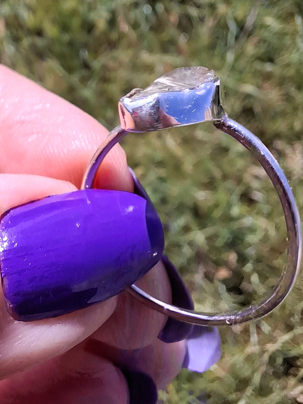 Libyan Desert Glass Ring, size large W, 925 Silver, Tektite (Ref: LR63)