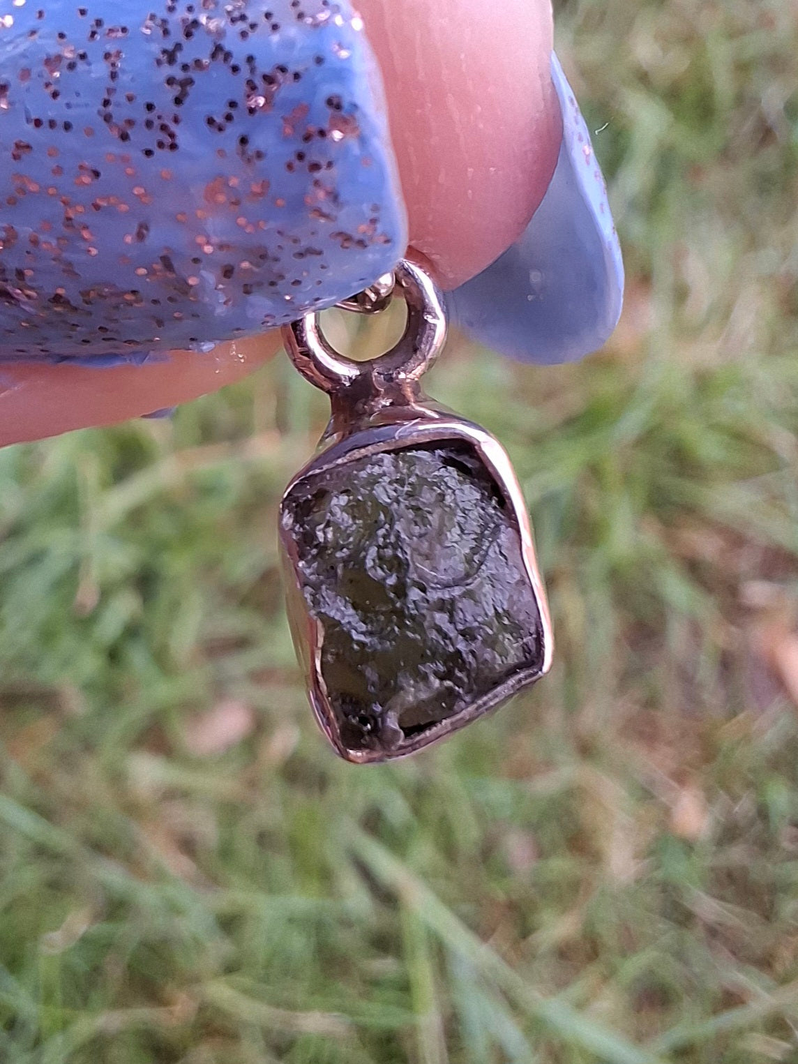 Moldavite Pendant, 925 Silver, Tektite (Ref: P61)