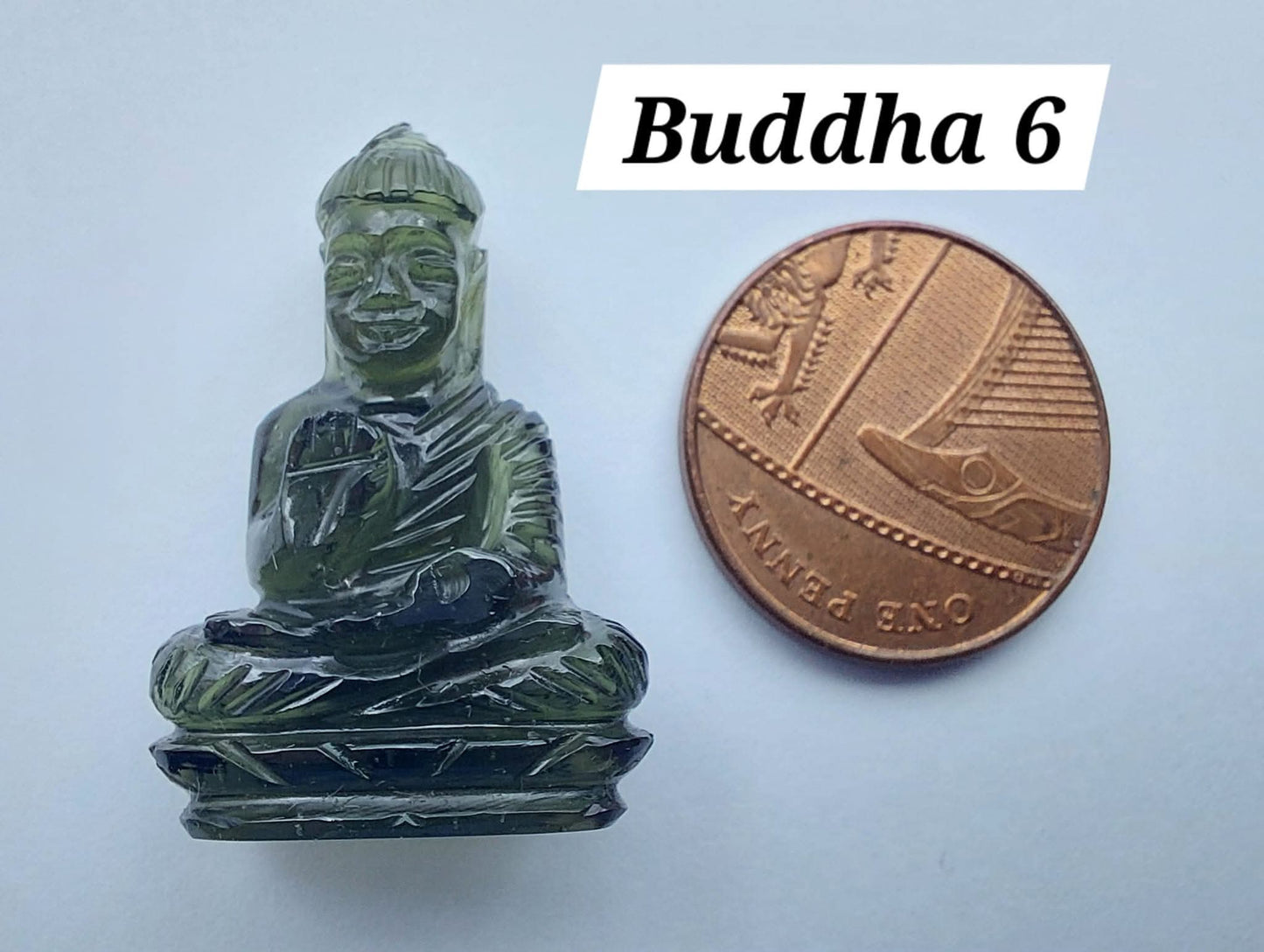 Moldavite BUDDHA Carving, 4.23g, Tektite (Ref: Buddha6)