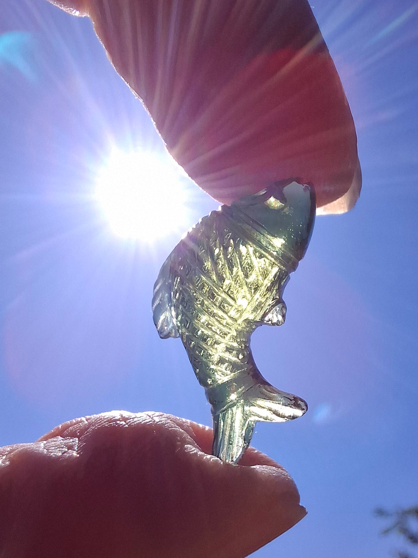 Moldavite FISH carving, 1.62g, Tektite (Ref: Fish6)