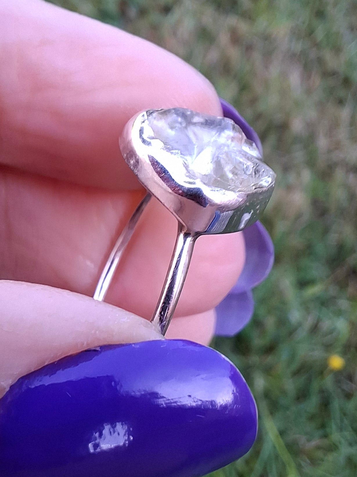 Libyan Desert Glass Ring, size large T, 925 Silver, Tektite (Ref: LR50)