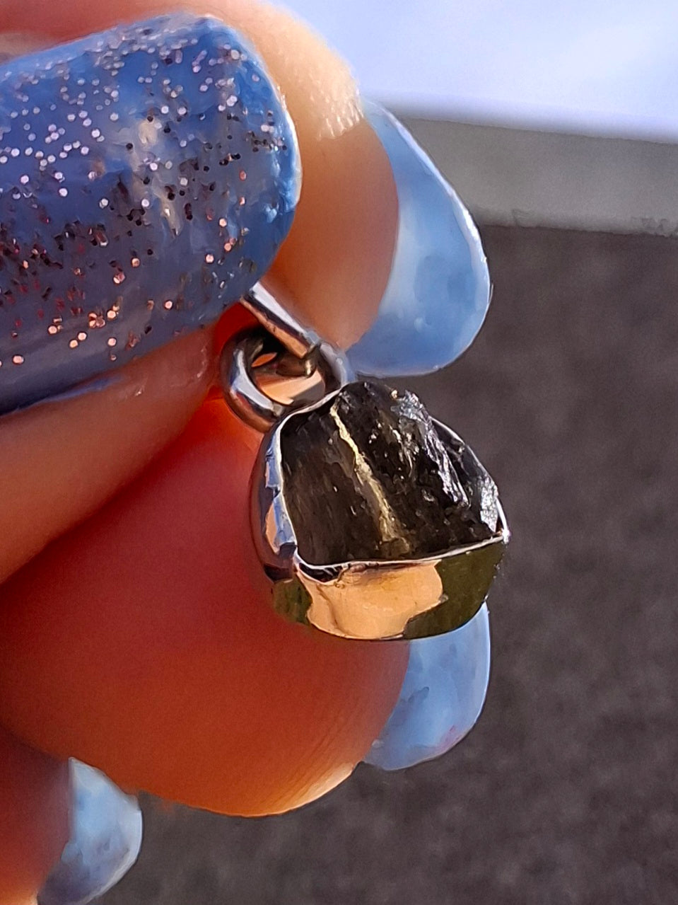 Moldavite Pendant, 925 Silver, Tektite (Ref: P50)