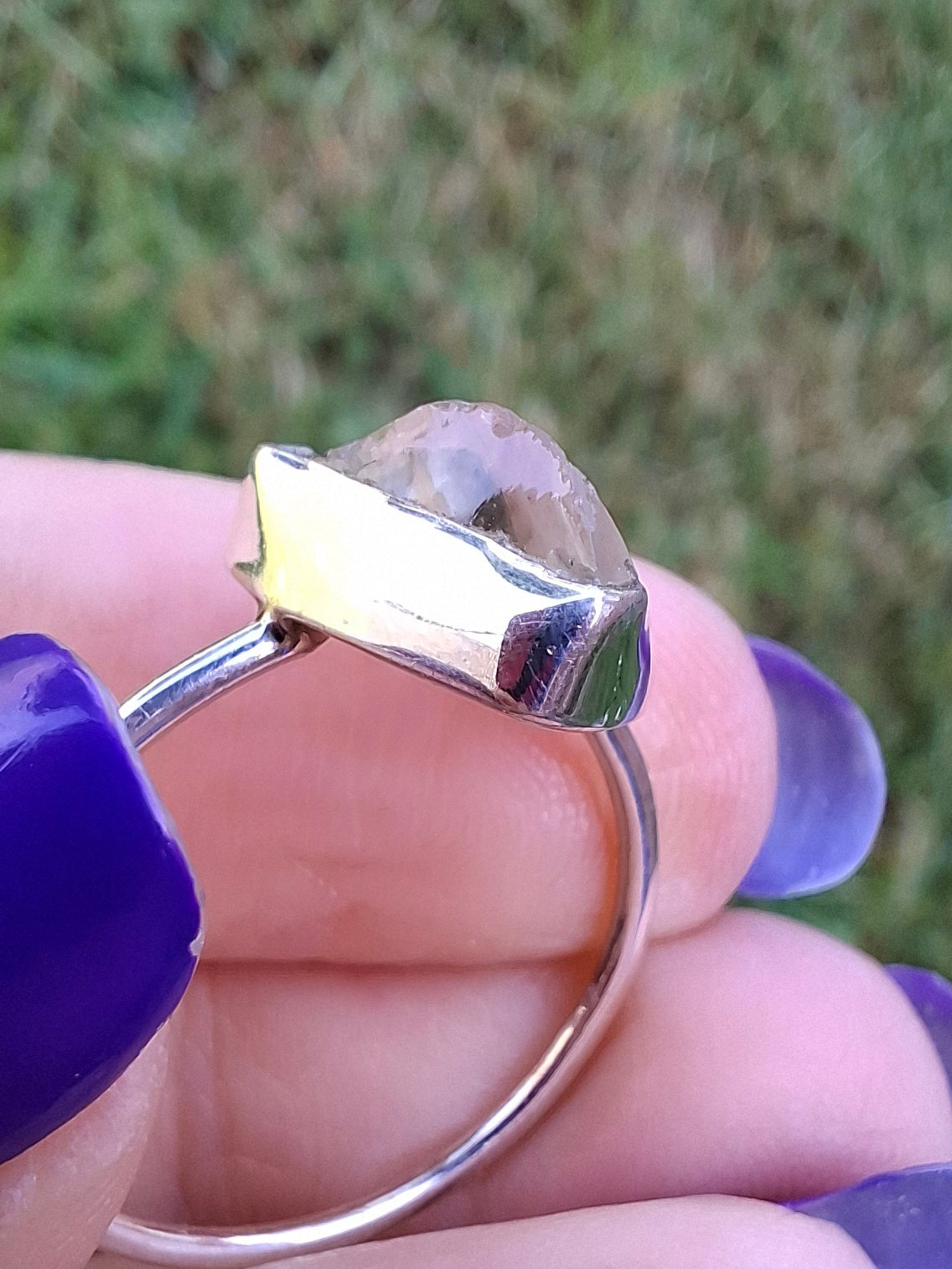 Libyan Desert Glass Ring, size U, 925 Silver, Tektite (Ref: LR52)