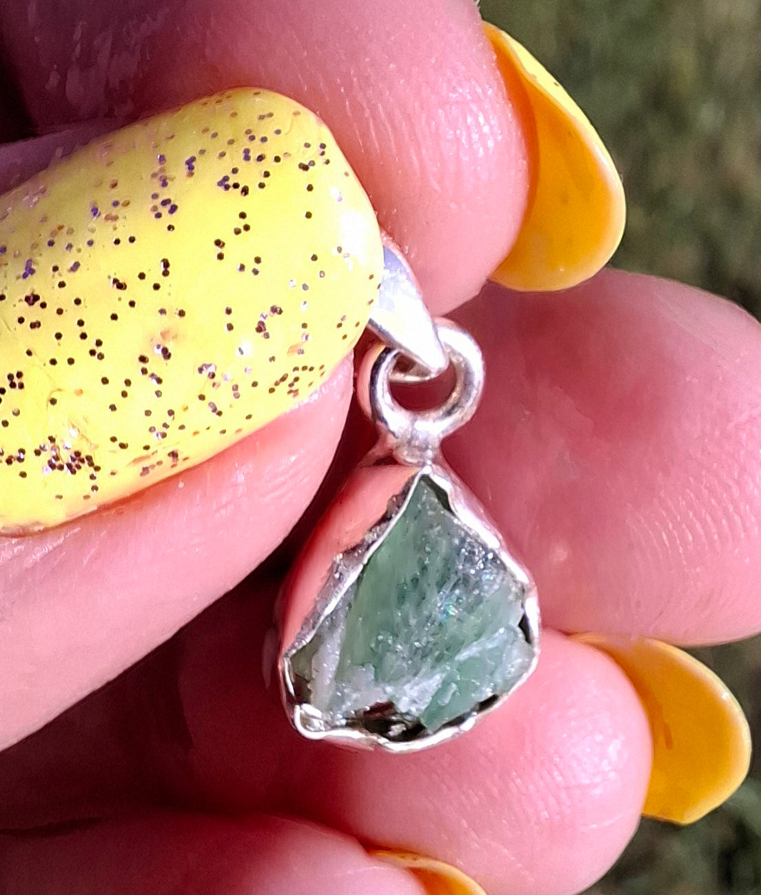 Green Tourmaline Pendant, 925 Silver, Crystal (Ref: GT7)