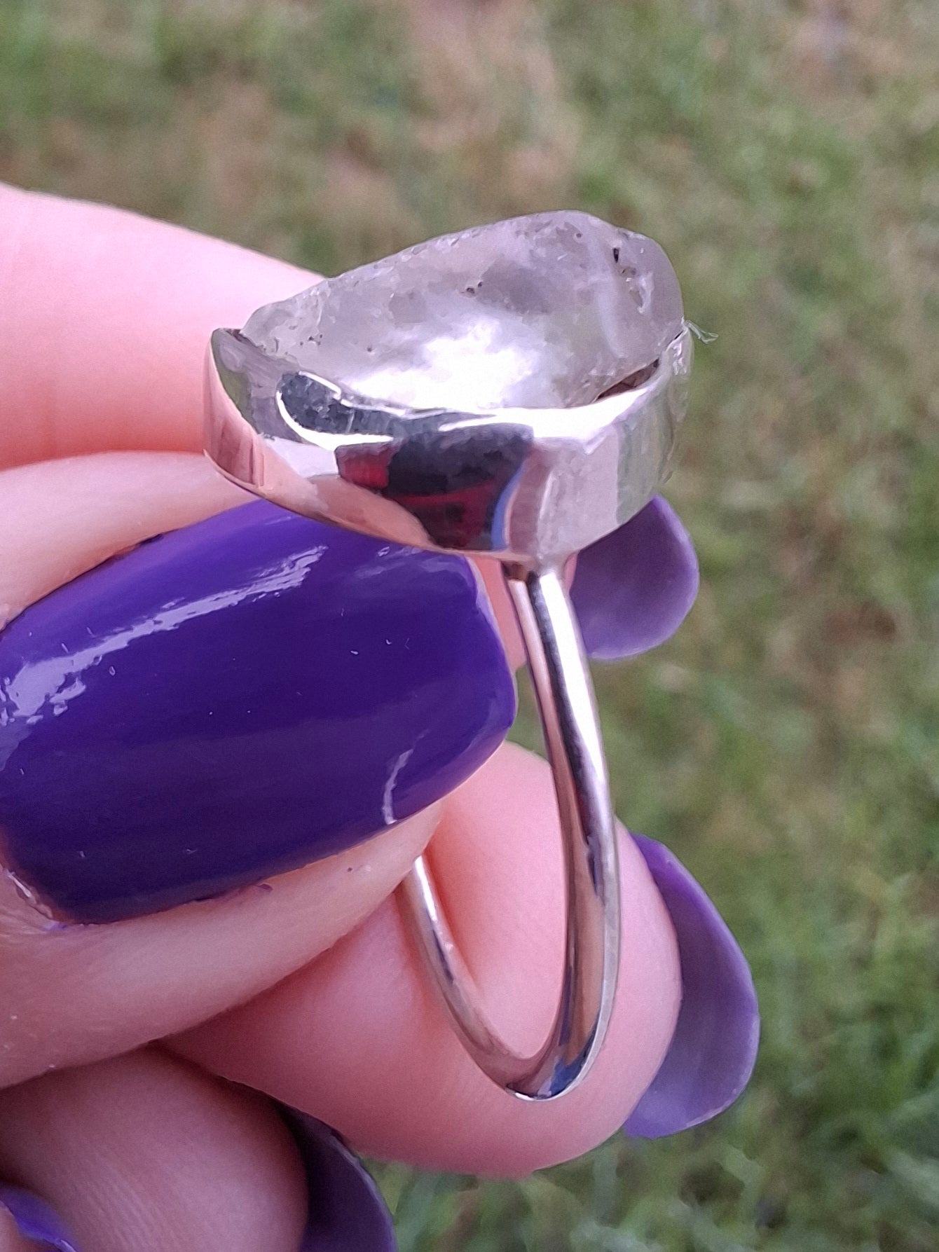Libyan Desert Glass Ring, size large P, 925 Silver, Tektite (Ref: LR28)