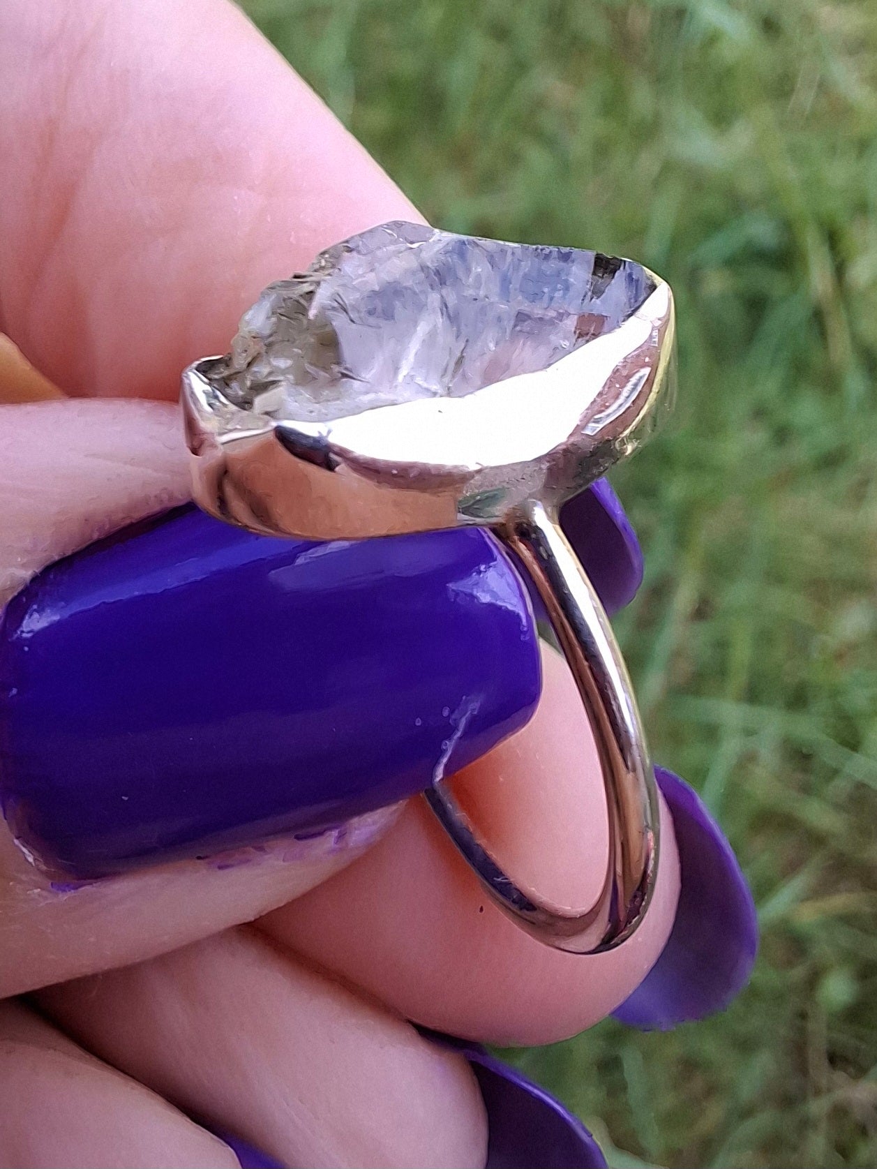 Libyan Desert Glass Ring, size K, 925 Silver, Tektite 🌈 (Ref: LR12)