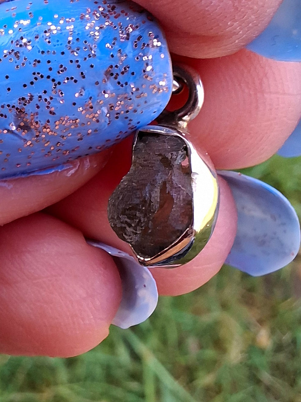 Moldavite Pendant, 925 Silver, Tektite (Ref: P36)