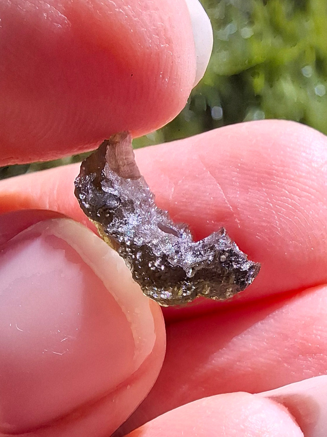DRILLED, Moldavite Piece, 0.77g, Tektite (Ref: D29)