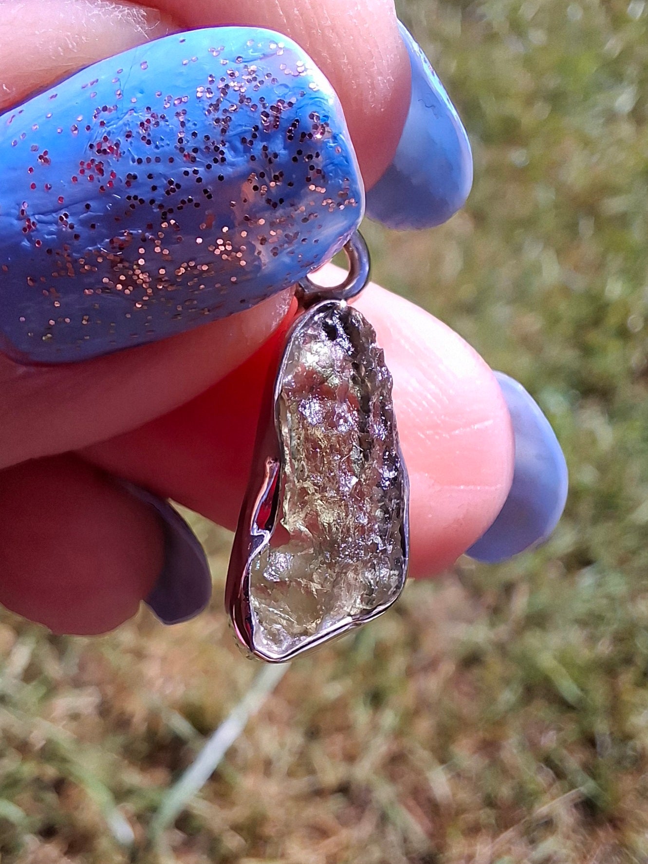 Moldavite Pendant, 925 Silver, Tektite (Ref: P94)