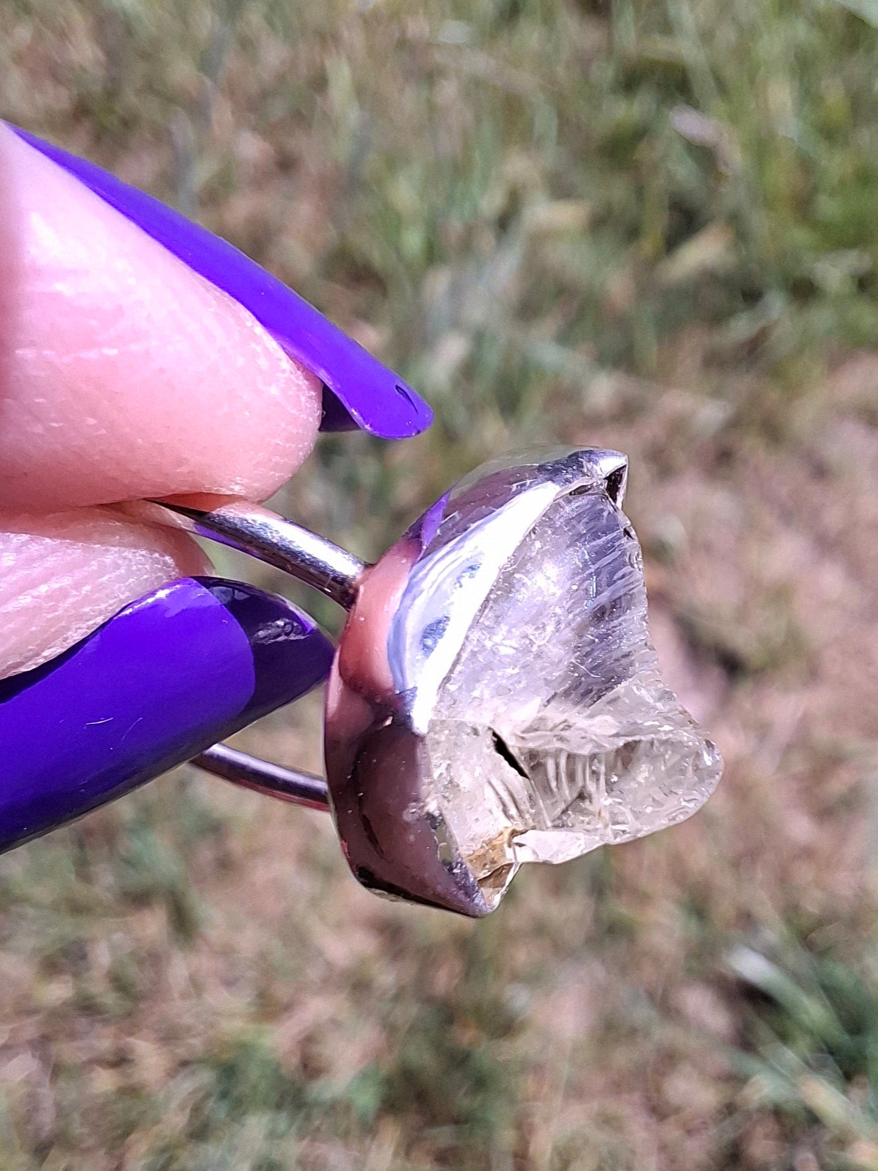Libyan Desert Glass Ring, size Large O, 925 Silver, Tektite (Ref: LR21)