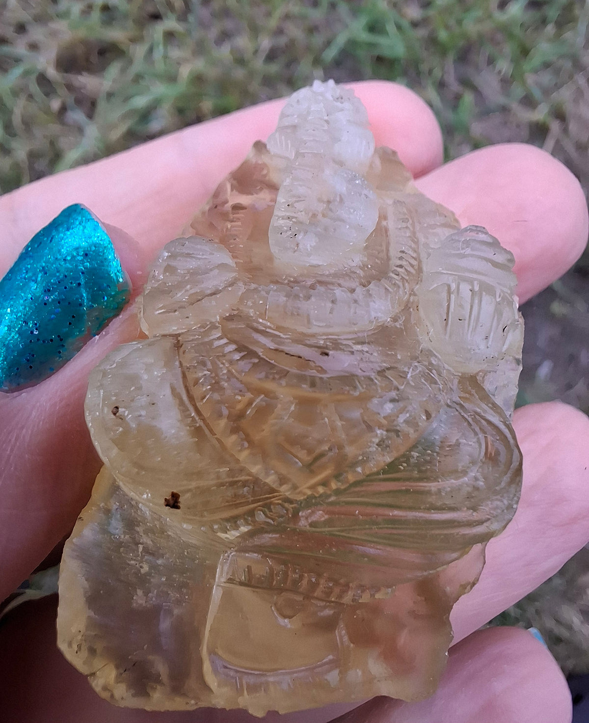 Libyan Desert Glass carving, GANESHA, 26.47g, Tektite (Ref: Ganesha1)