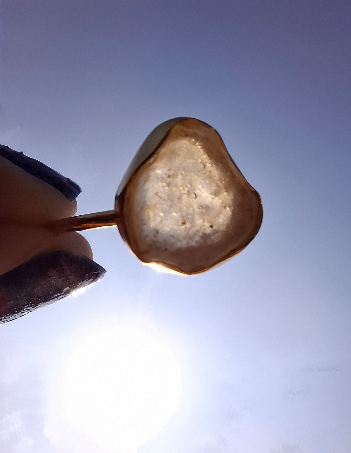 Libyan Desert Glass Ring, 14K GOLD Plated, size large R, Tektite (Ref: LR76)