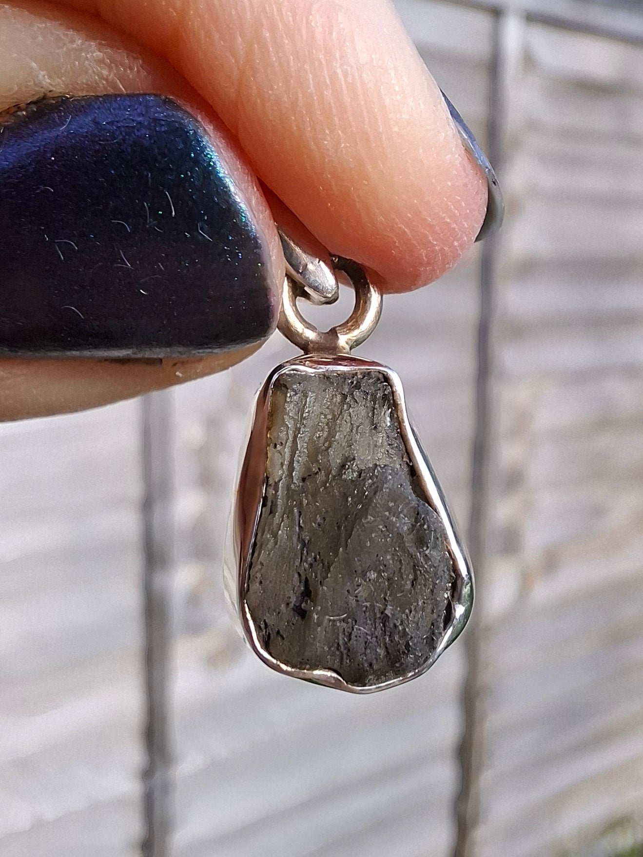 Moldavite Pendant, 925 Silver, Tektite (Ref: P6)