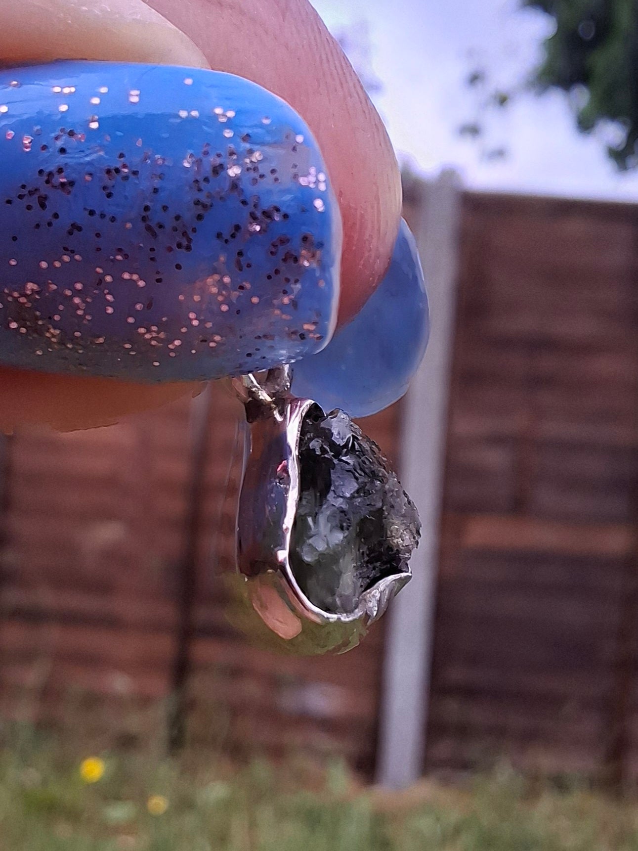 Moldavite Pendant, 925 Silver, Tektite (Ref: P68)
