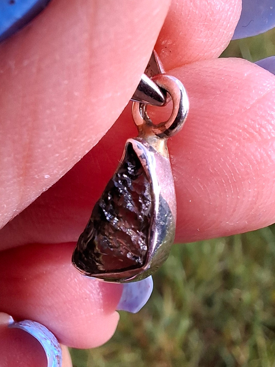 Moldavite Pendant, 925 Silver, Tektite (Ref: P33)