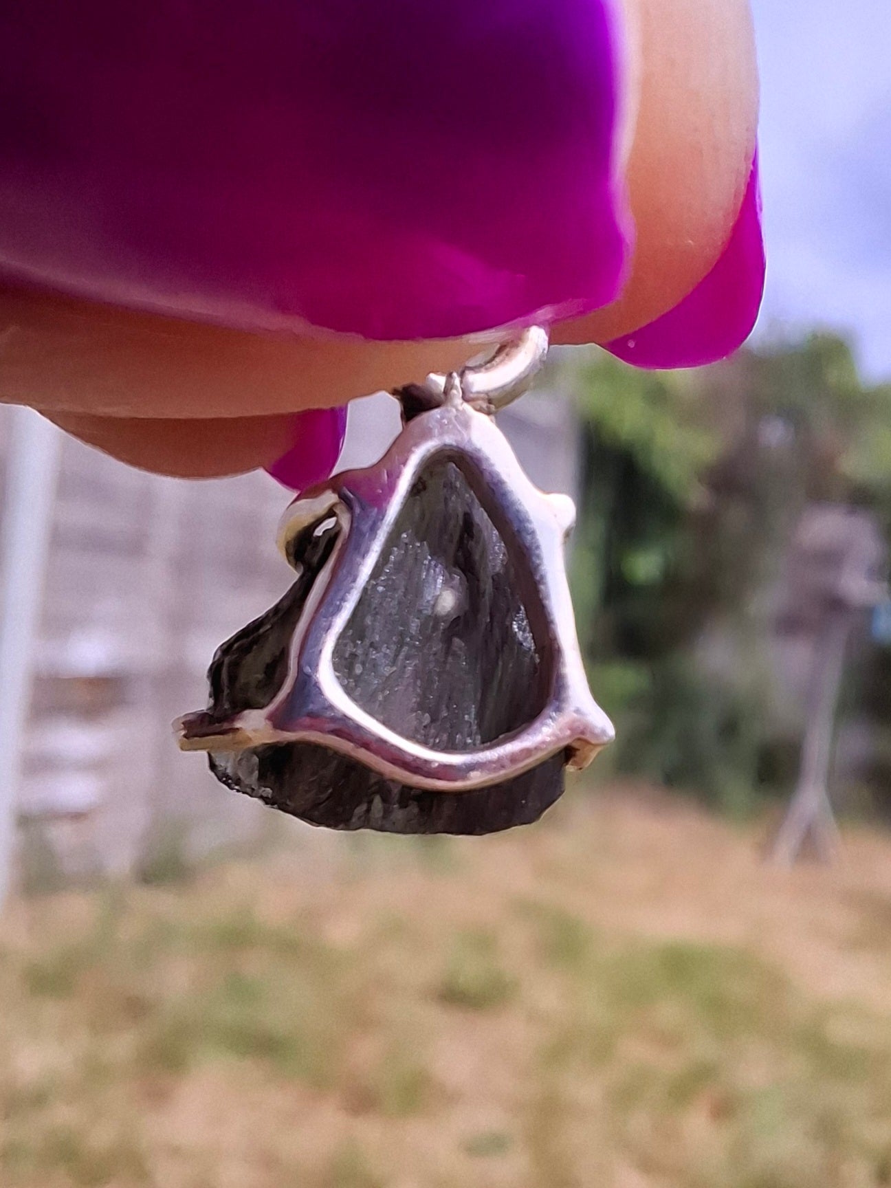 Moldavite Claw Pendant, 925 Silver, Tektite (Ref: P22)