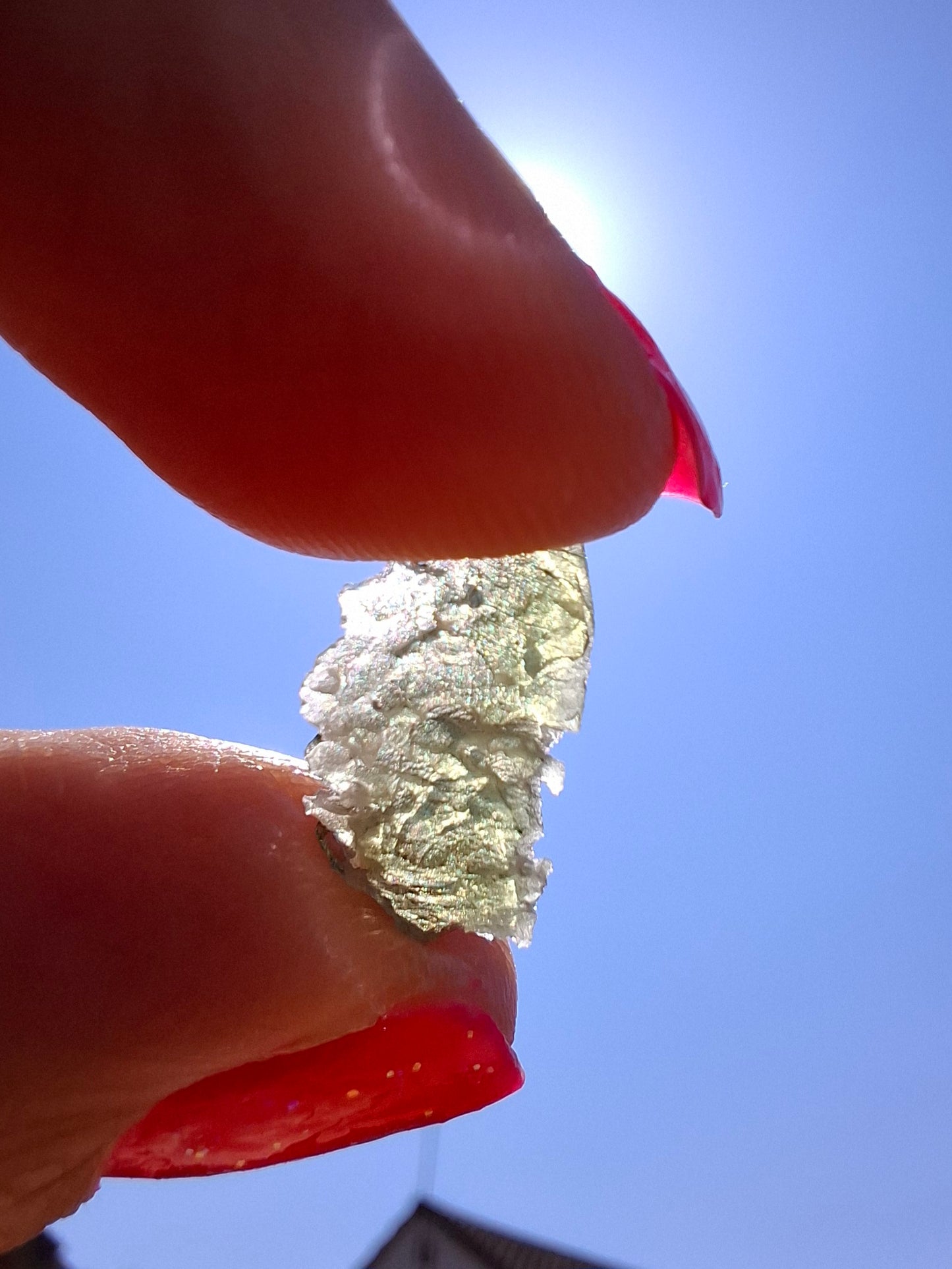 Moldavite Piece, SNOWFLAKE, FROSTED, BRUSNA, 0.44g, Tektite (Ref: 1497)