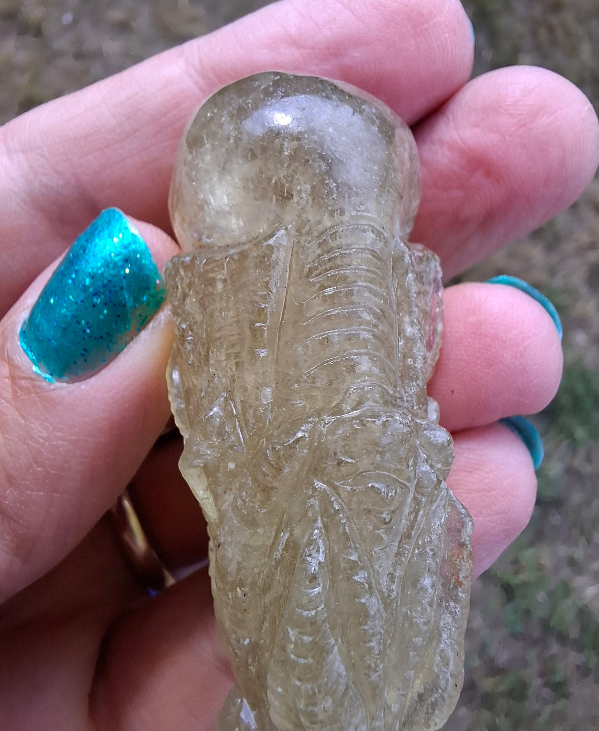 Libyan Desert Glass DRAGON HEAD carving, 48.11g, Tektite (Ref: Dragon4)