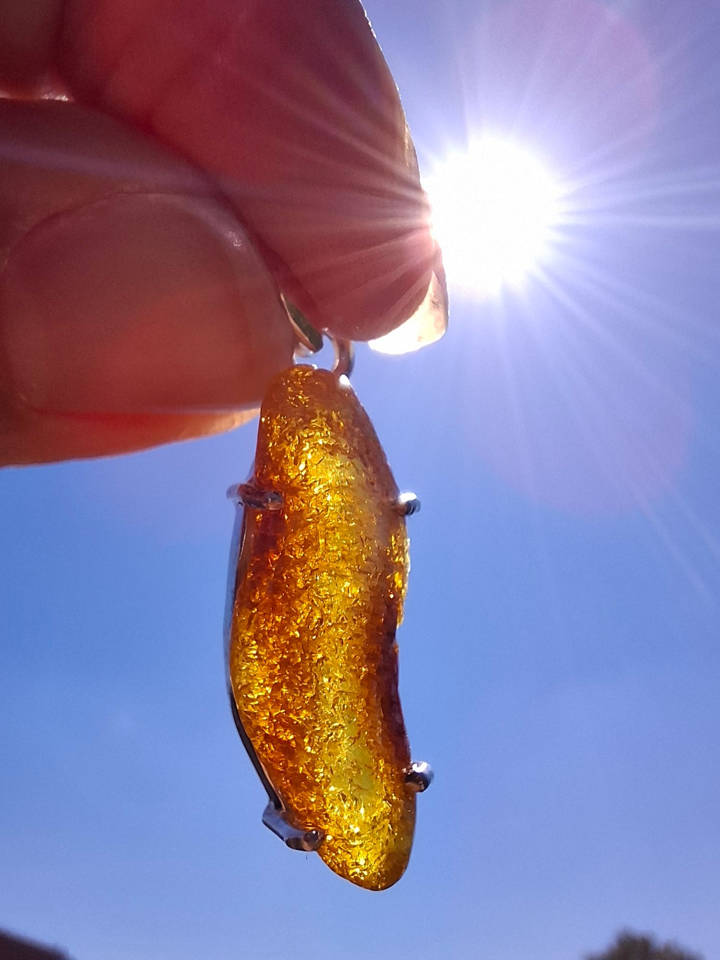 Baltic Amber Pendant, 925 Silver, Fossil (Ref: AP3)