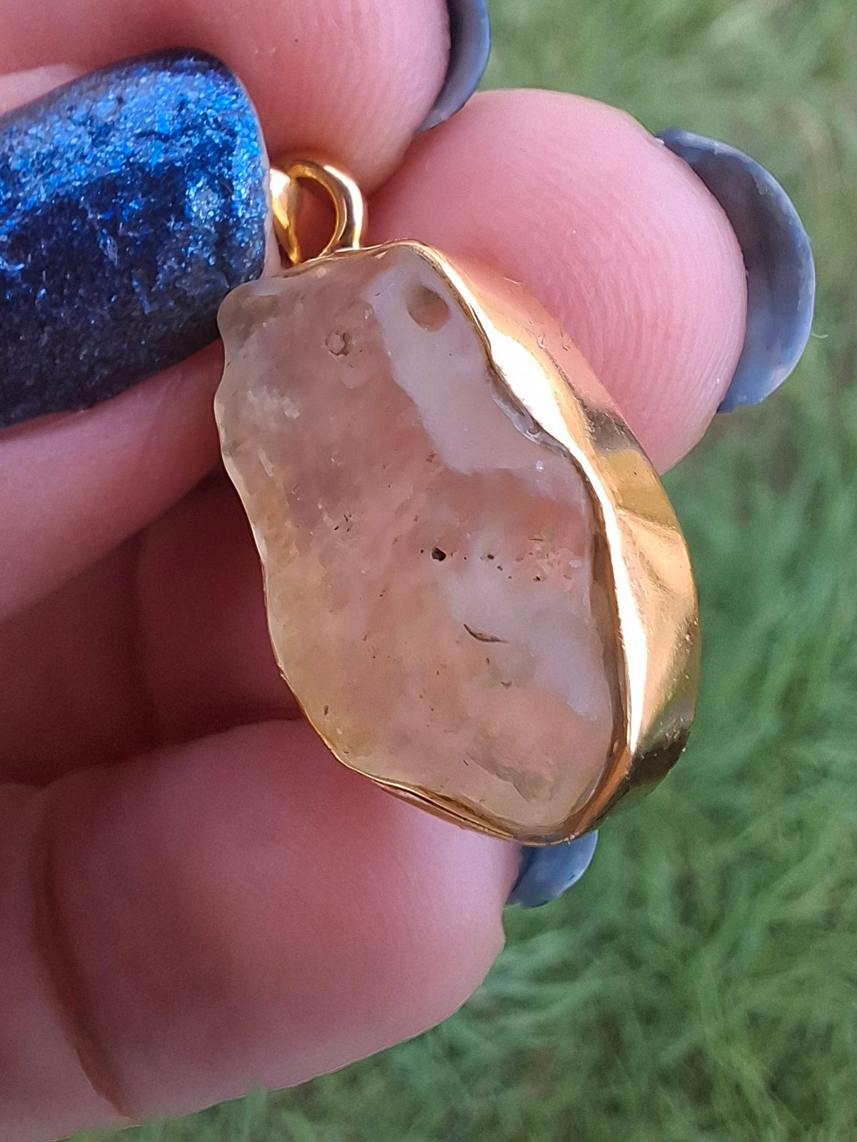 Libyan Desert Glass Pendant, 14K GOLD Plated, Tektite (Ref: LP124)