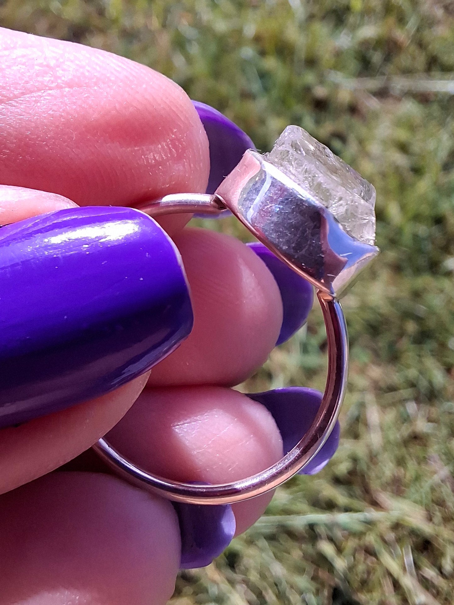 Libyan Desert Glass Ring, size large R/small S, 925 Silver, Tektite (Ref: LR43)