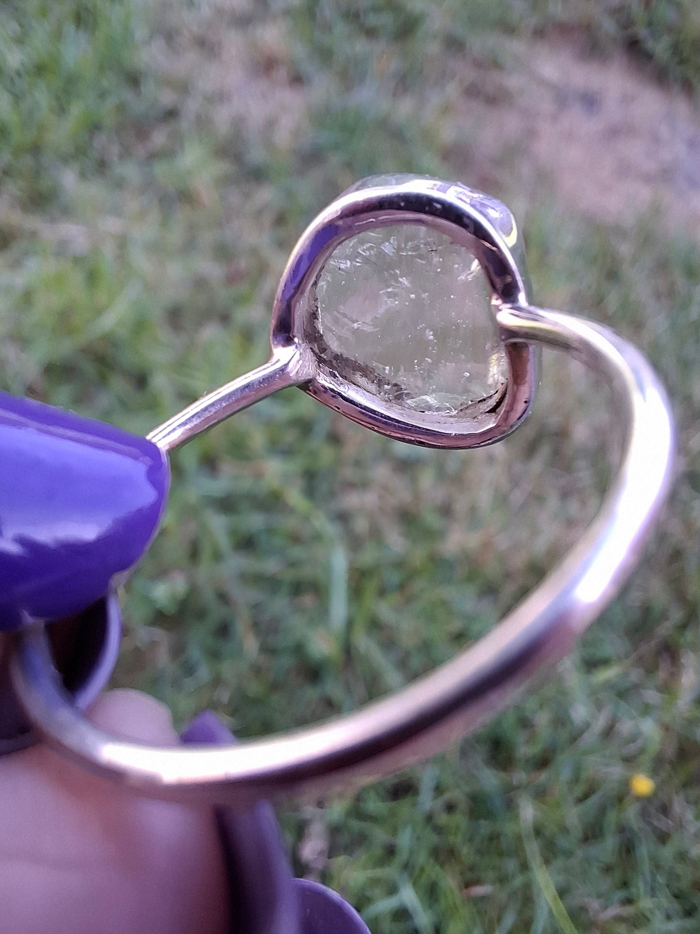 Libyan Desert Glass Ring, size large T, 925 Silver, Tektite (Ref: LR50)