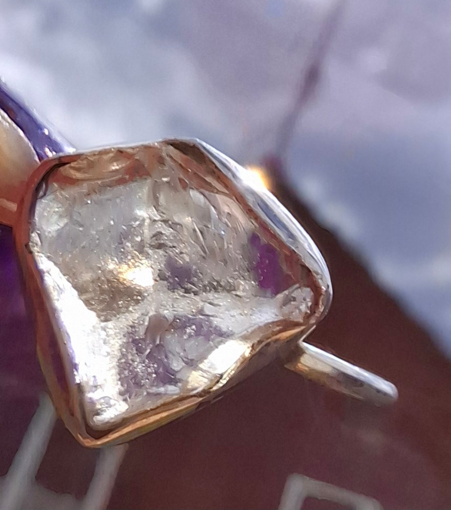 Libyan Desert Glass Ring, size large S, 925 Silver, Tektite (Ref: LR46)