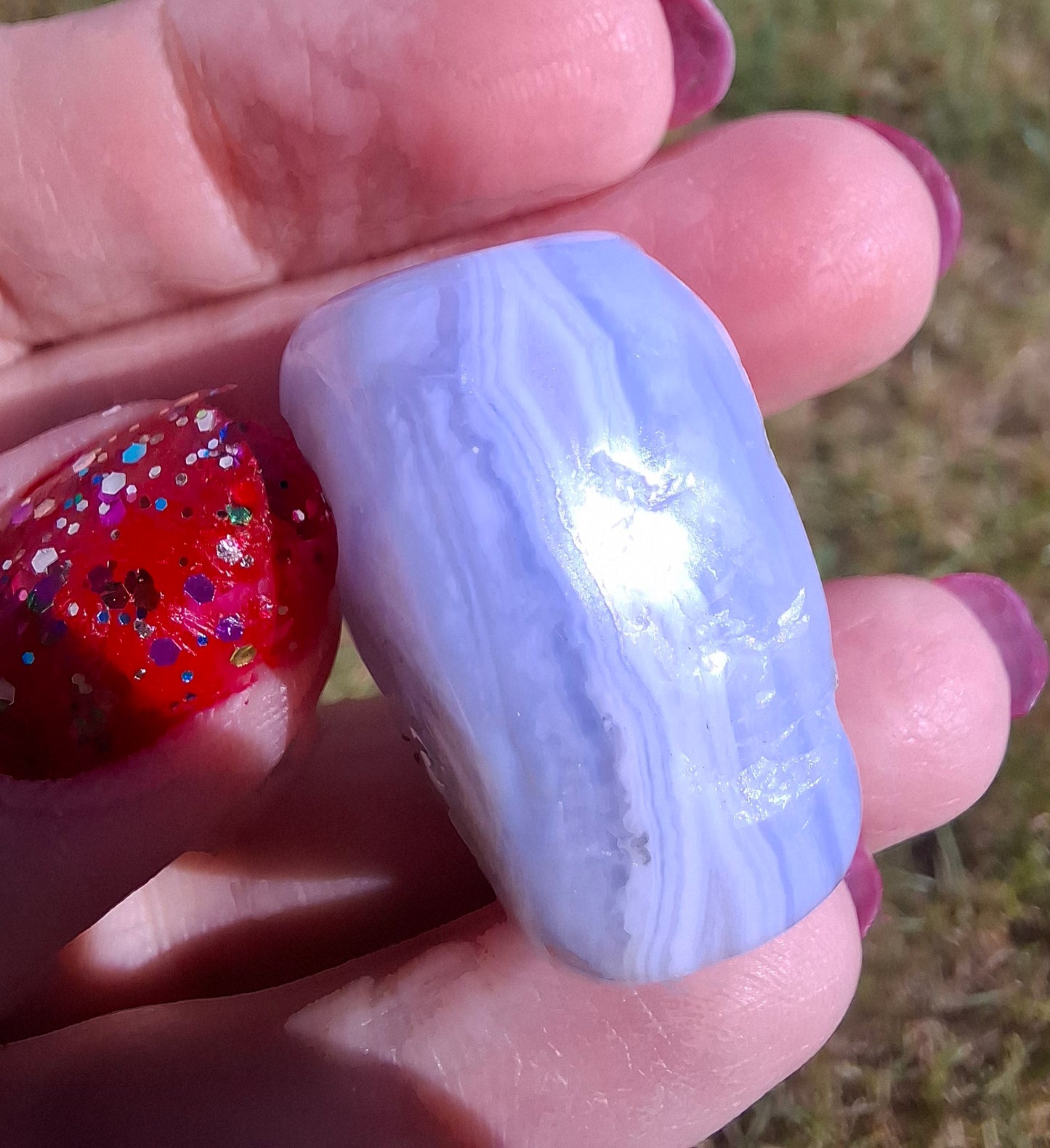 Blue Lace Agate, Tumble Stone, Crystal (Ref: T142)