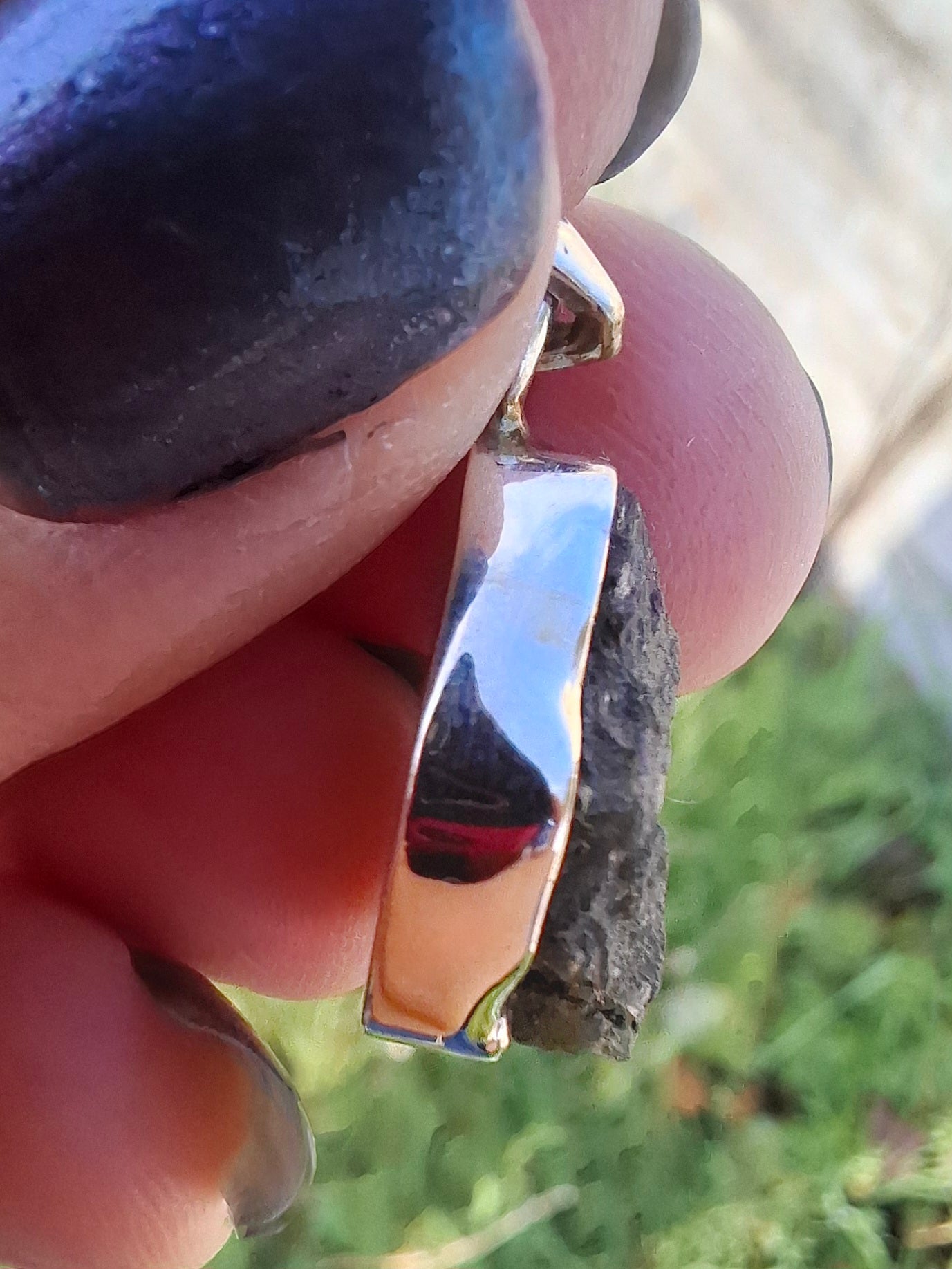 Moldavite Pendant, 925 Silver, Tektite (Ref: P7)