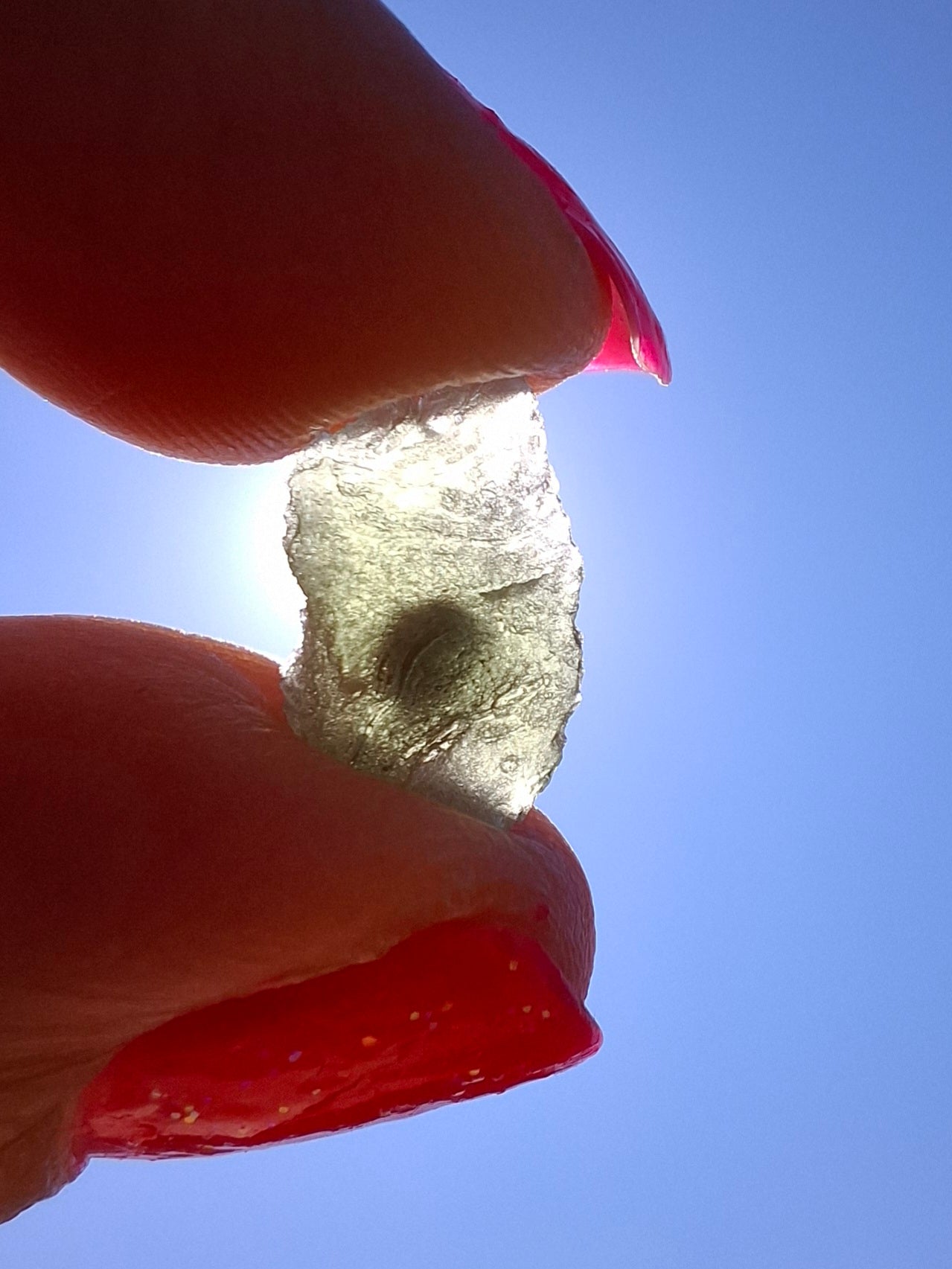 Moldavite Piece, SNOWFLAKE, FROSTED, BRUSNA, 0.50g, Tektite (Ref: 1498)