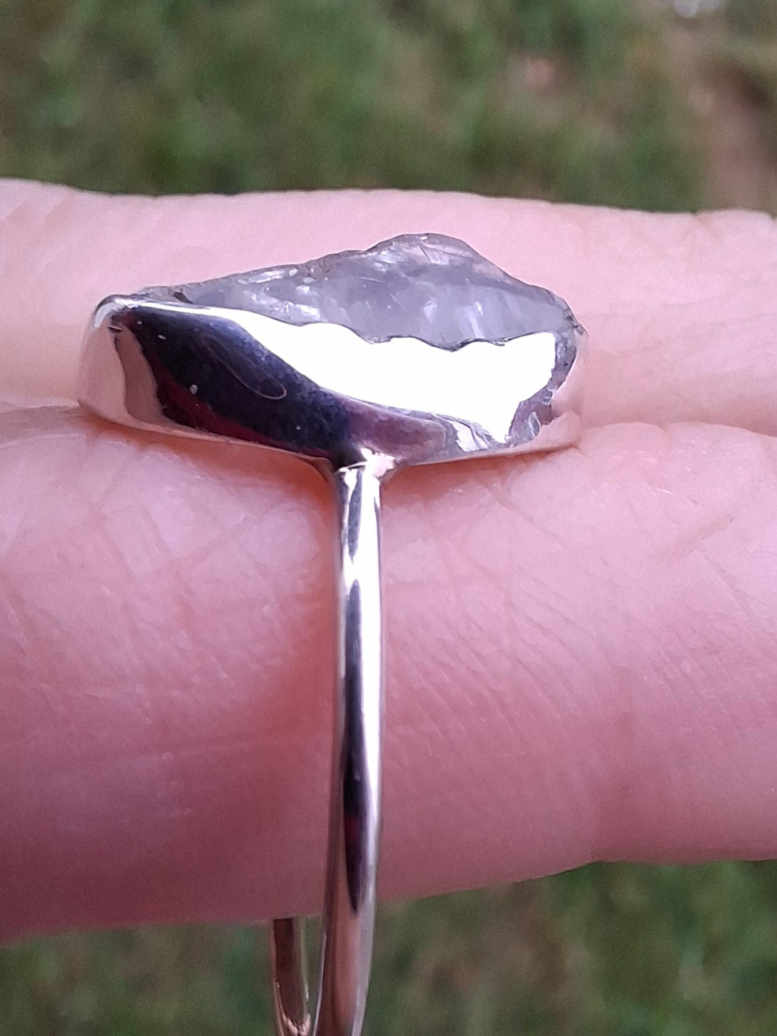 Libyan Desert Glass Ring, size large P, 925 Silver, Tektite (Ref: LR34)