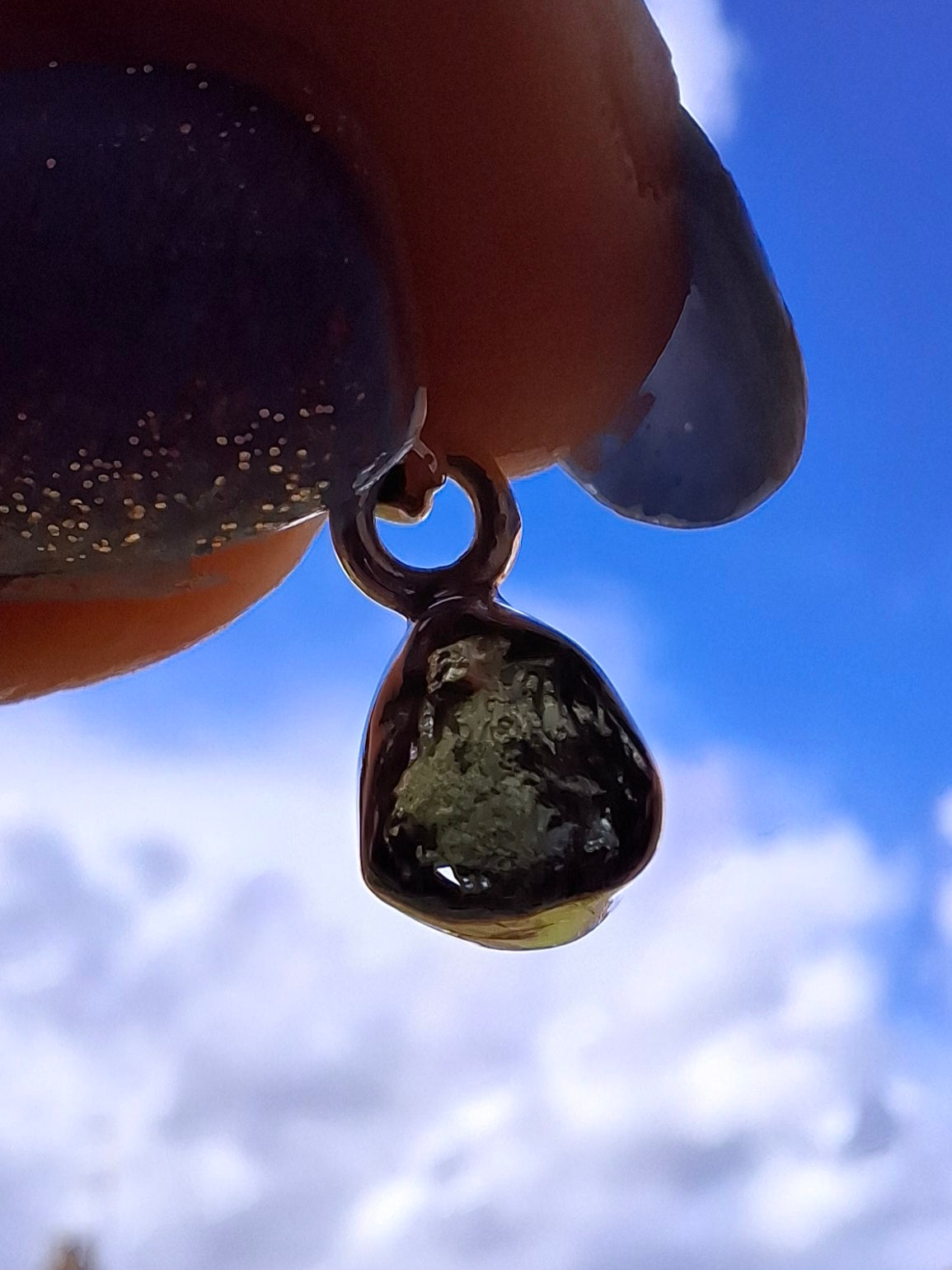 Moldavite Pendant, 925 Silver, Tektite (Ref: P96)