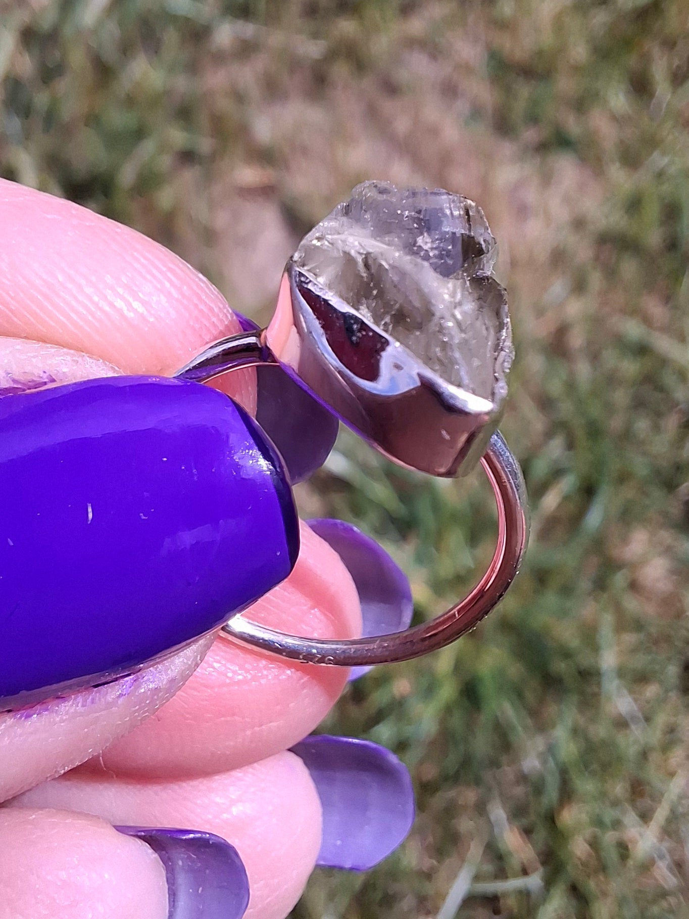 Libyan Desert Glass Ring, size large J/small K, 925 Silver, Tektite (Ref: LR10)