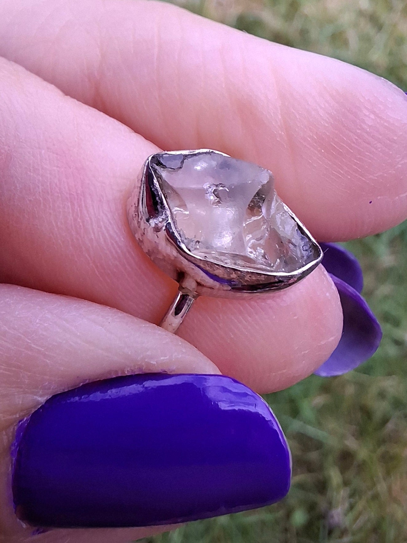 Libyan Desert Glass Ring, size J, 925 Silver, Tektite (Ref: LR6)
