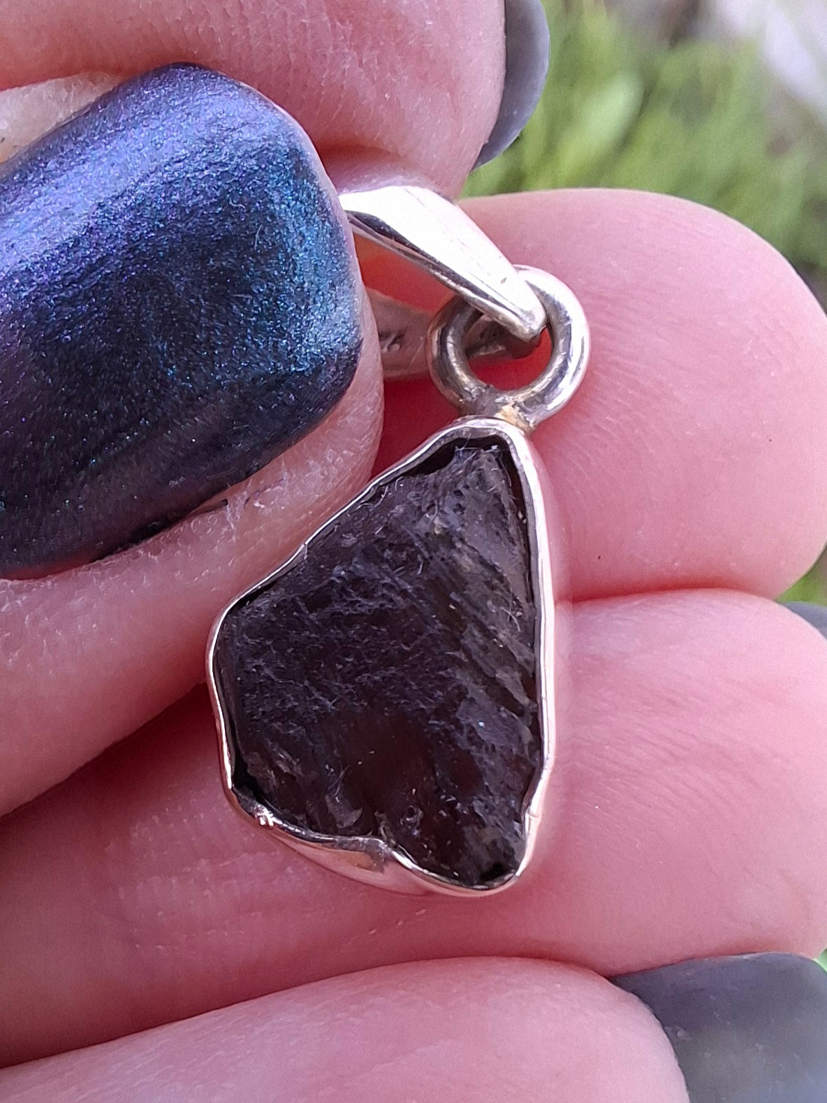 Moldavite Pendant, 925 silver, Tektite (P5)