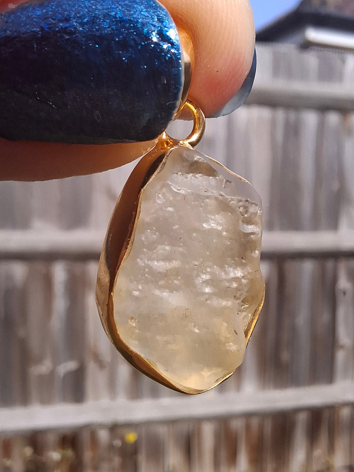 Libyan Desert Glass Pendant, 14K GOLD Plated, Tektite (Ref: LP124)