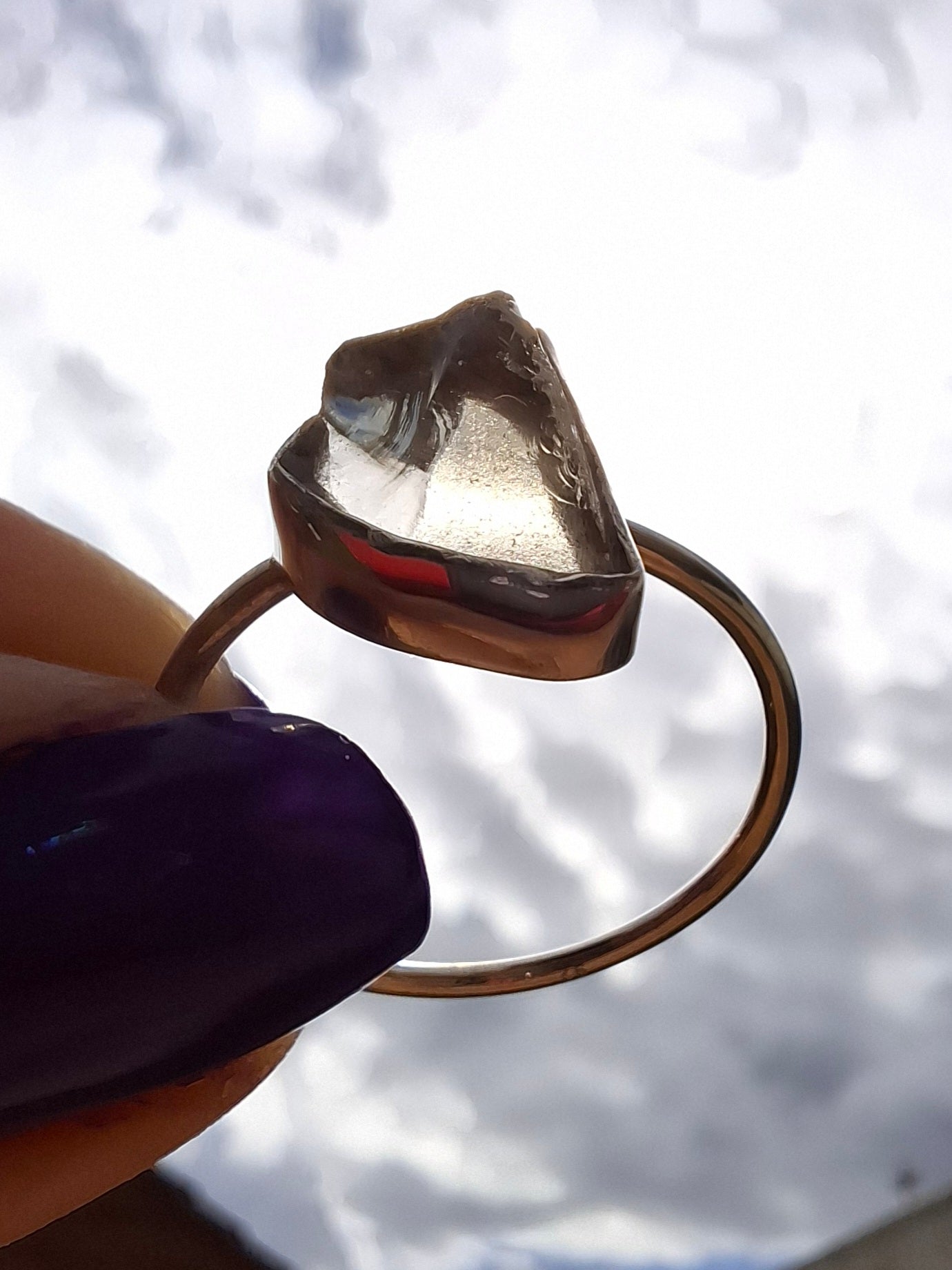 Libyan Desert Glass Ring, size W, 925 Silver, Tektite (Ref: LR61)