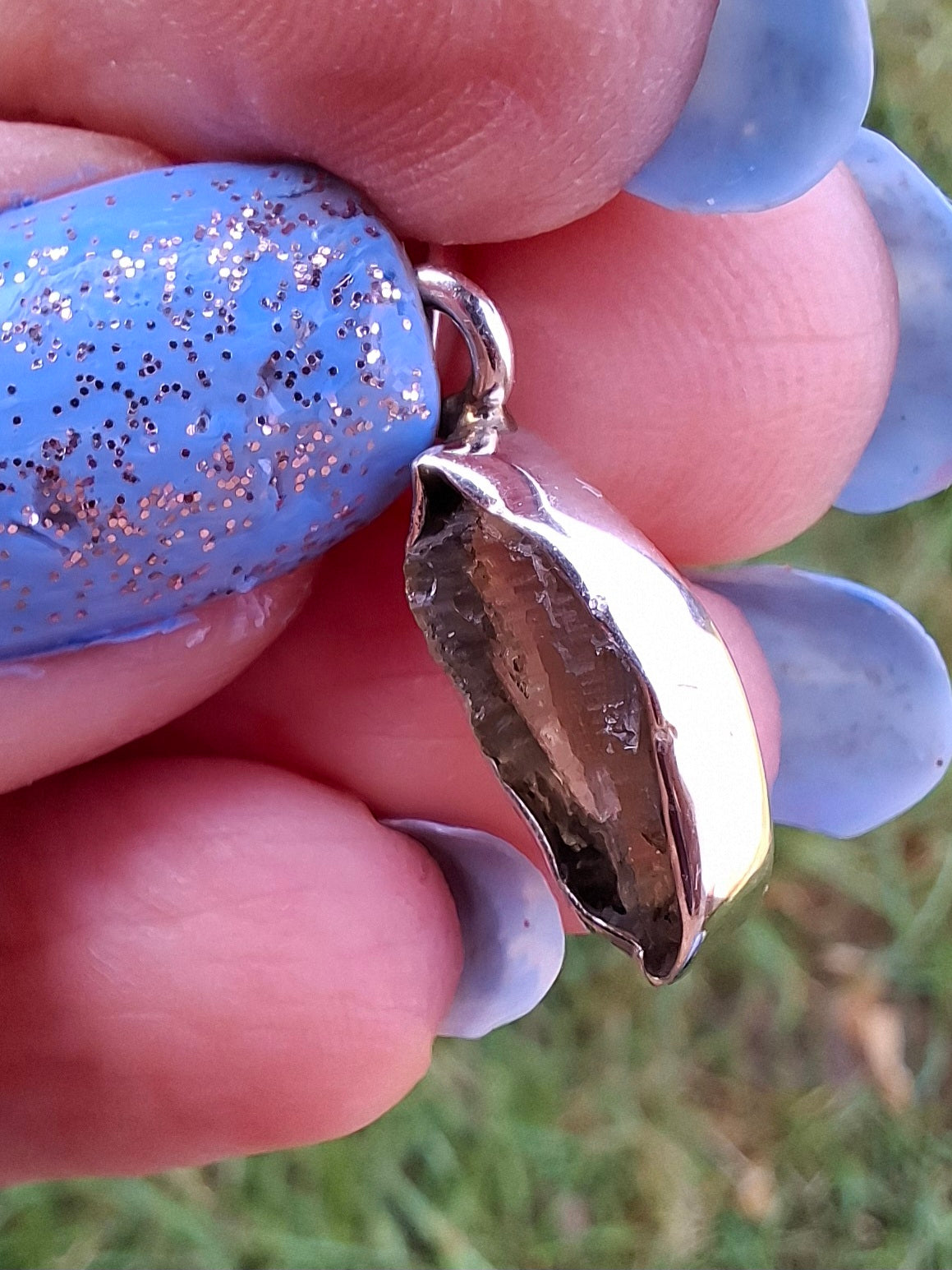 Moldavite Pendant, 925 Silver, Tektite (Ref: P43)