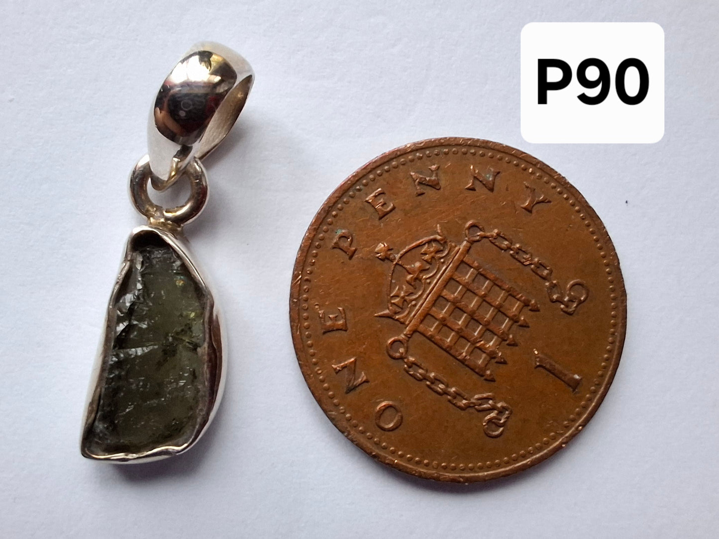 Moldavite Piece, 925 Silver, Tektite (Ref: P90)