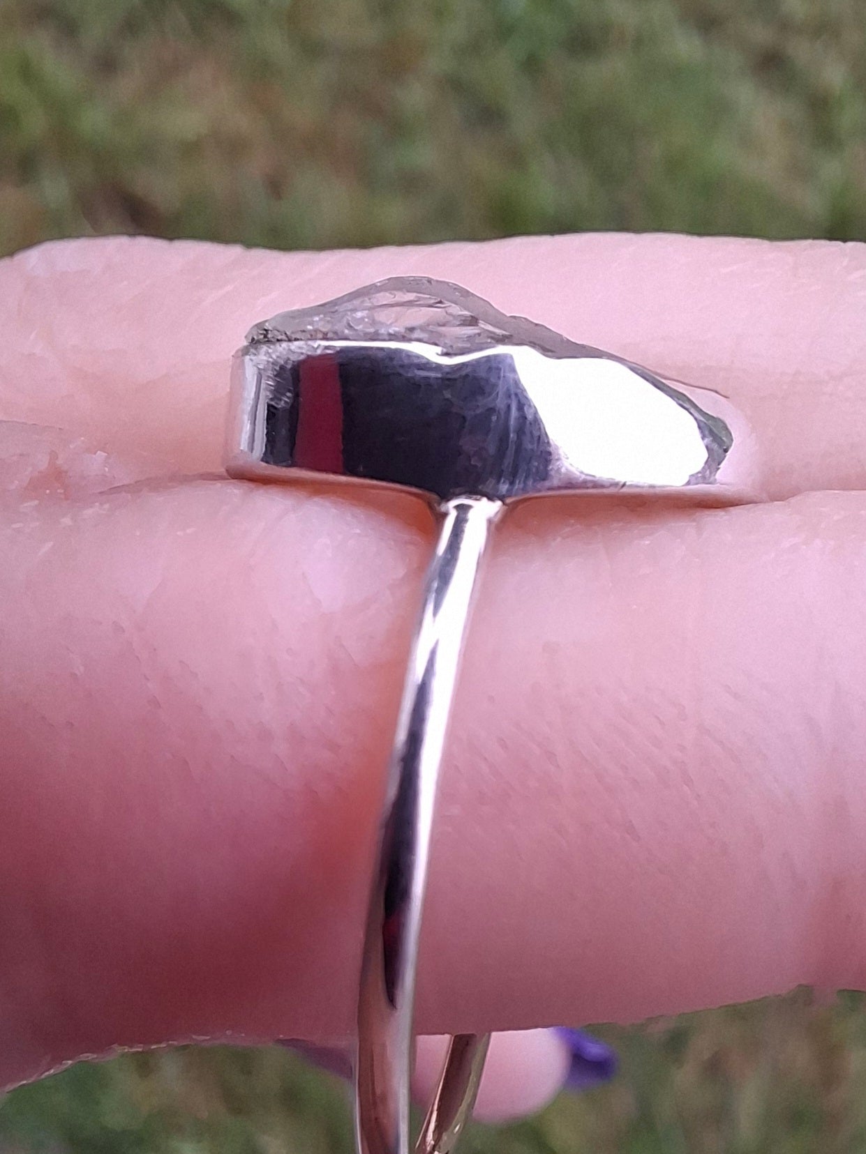 Libyan Desert Glass Ring, size large P, 925 Silver, Tektite (Ref: LR34)