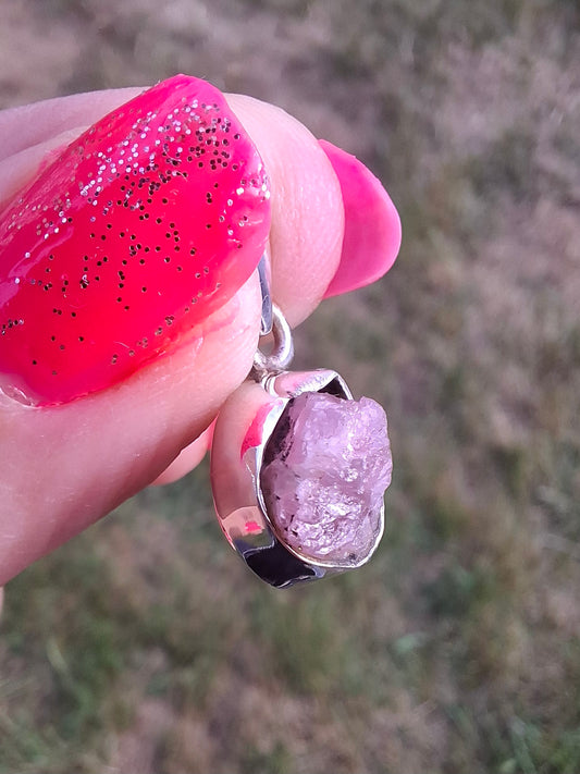 Pink Tourmaline Pendant, 925 Silver, Crystal (Ref: PT85)