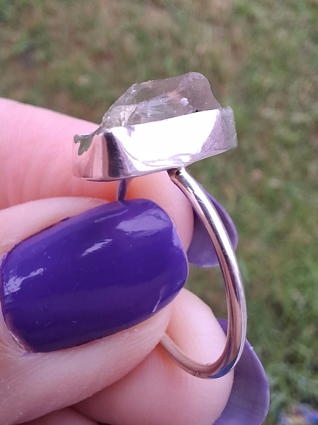 Libyan Desert Glass Ring, size P, 925 Silver, Tektite (Ref: LR26)