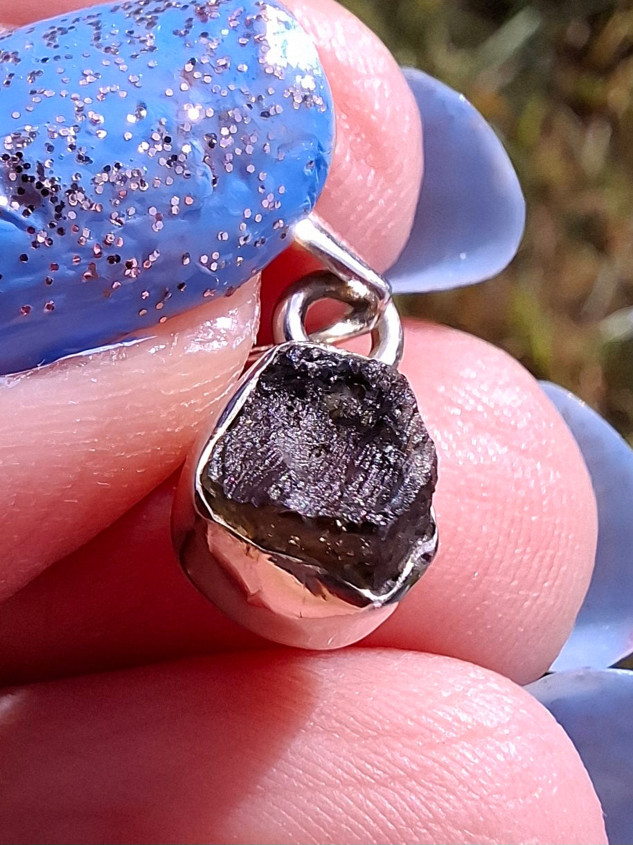 Moldavite Pendant, 925 Silver, Tektite (Ref: P56)