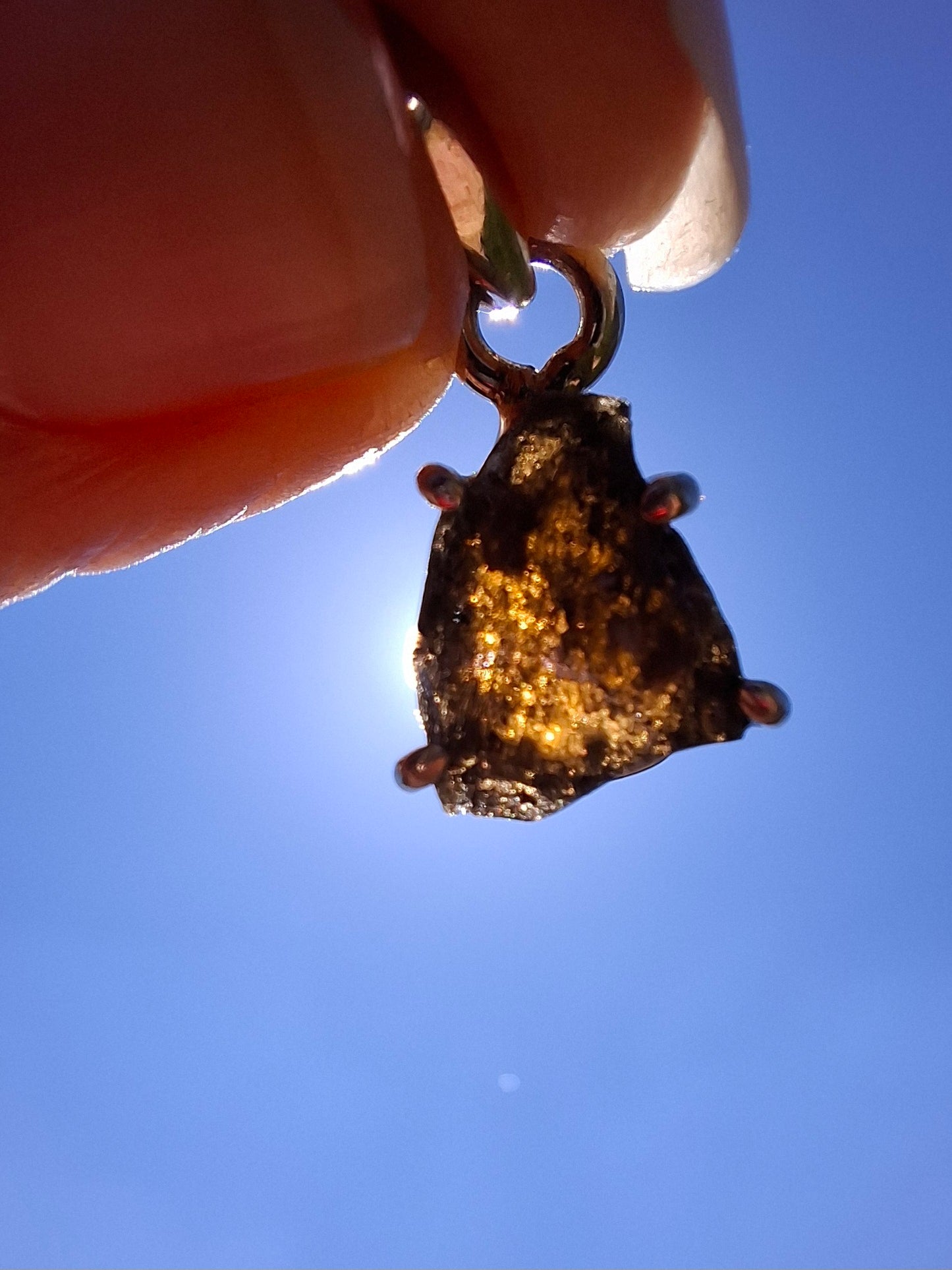 Moldavite Claw Pendant, 925 Silver, Tektite (Ref: P18)