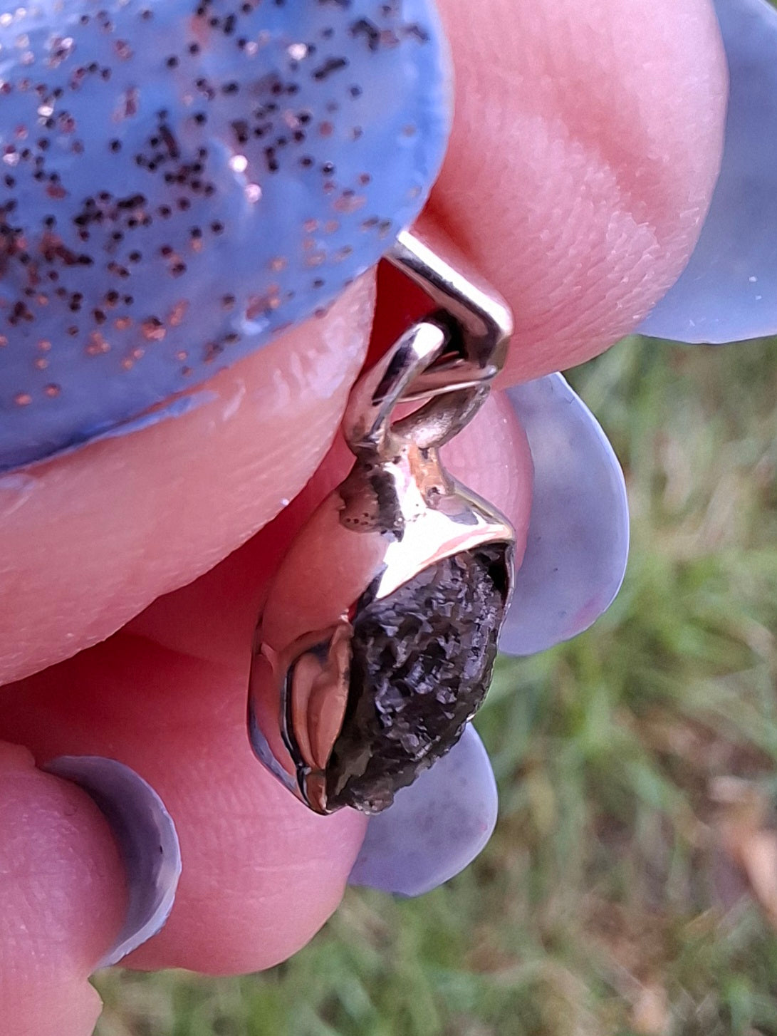 Moldavite Pendant, 925 Silver, Tektite (Ref: P61)
