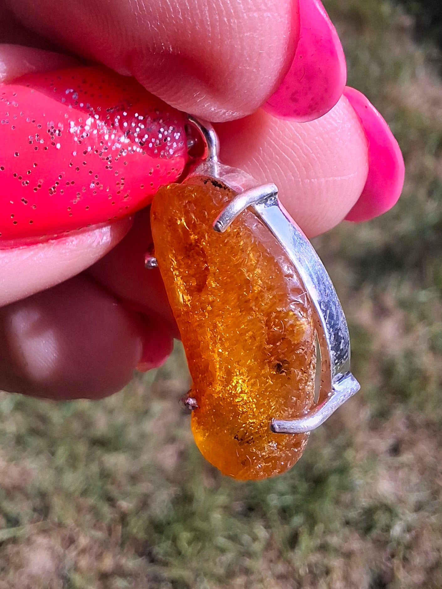Baltic Amber Pendant, 925 Silver, Fossil (Ref: AP11)