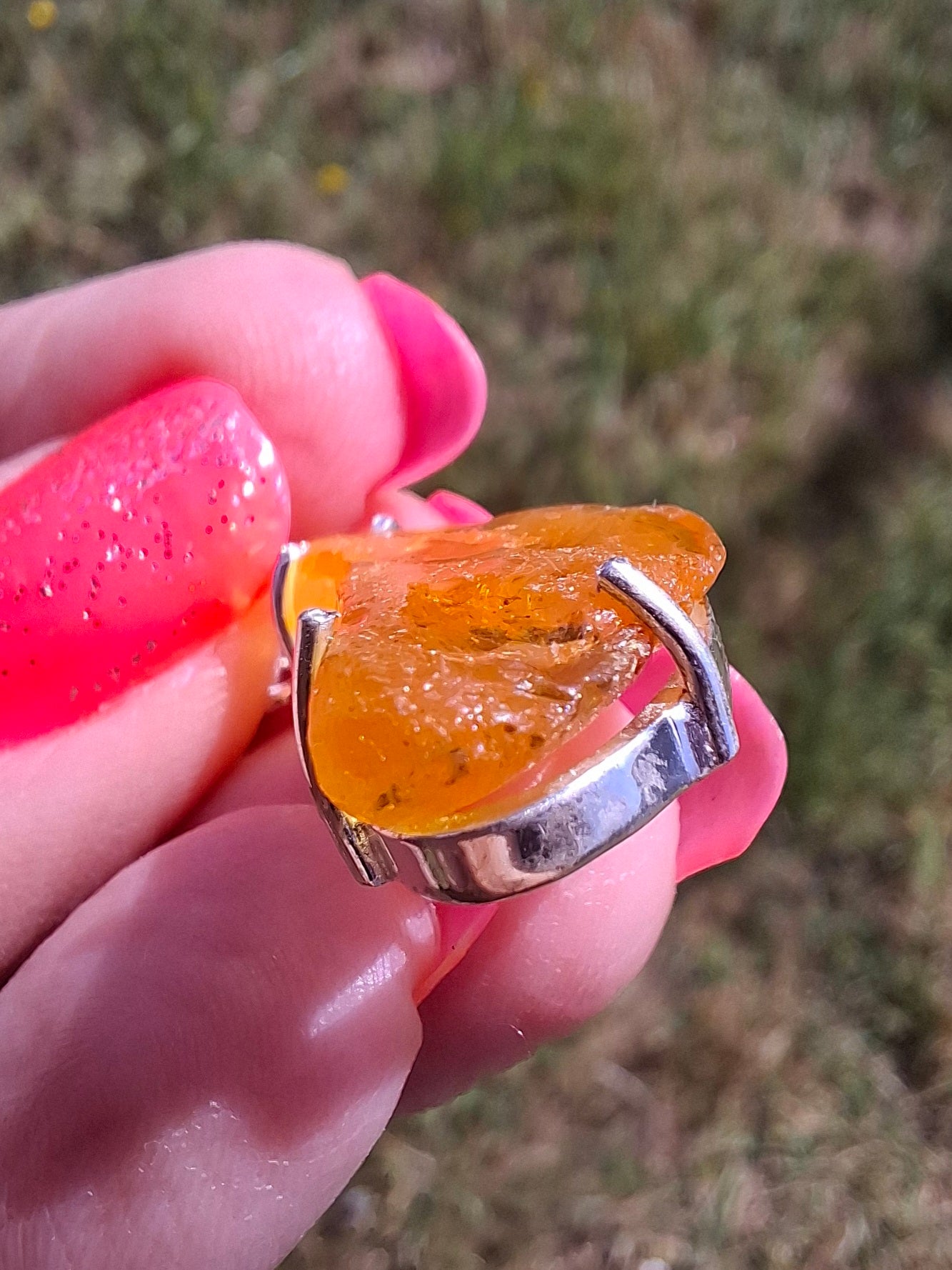 Baltic Amber Pendant, 925 Silver, Fossil (Ref: Ap1)