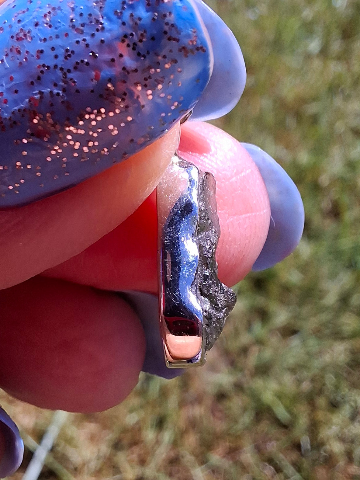 Moldavite Pendant, 925 Silver, Tektite (Ref: P73)