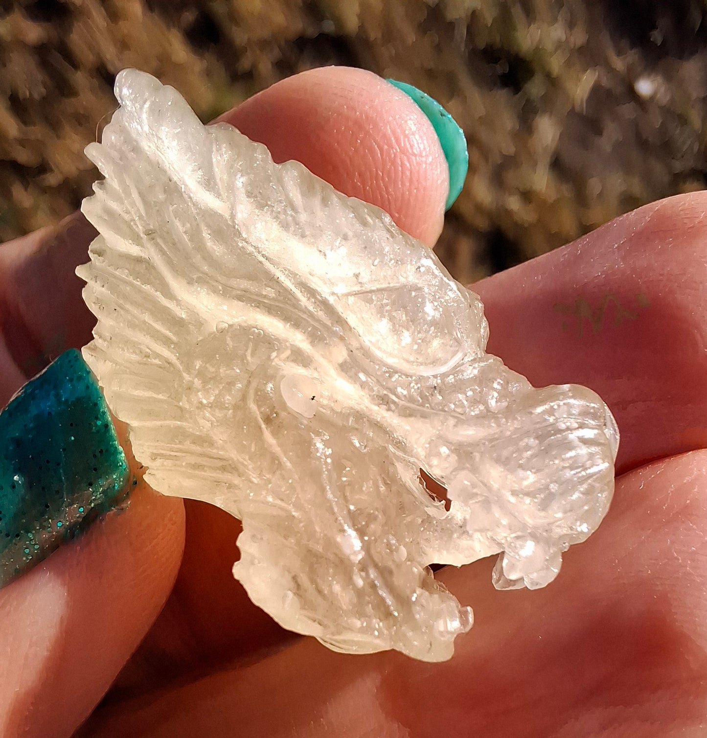 Libyan Desert Glass DRAGON HEAD carving, 9.66g, Tektite (Ref: Dragon 3)