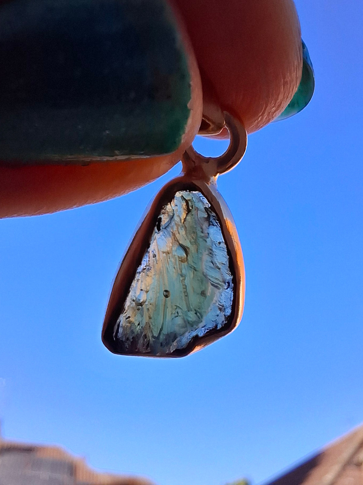 Moldavite Pendant, 14K GOLD Plated, Tektite (Ref: P449)